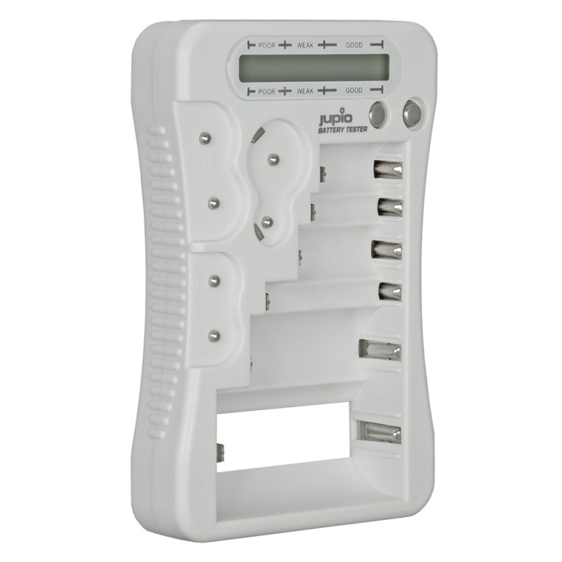 Jupio batterij tester universeel voor 12+ batterijtypes met LCD-display