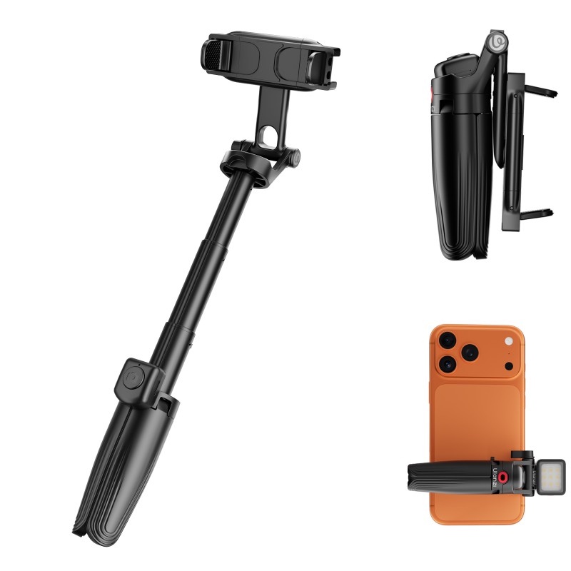 Ulanzi JJ21 mini selfie stick statief met draadloze afstandsbediening en draaibare telefoonklem