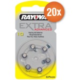 Rayovac pack économique piles auditives type 10 (jaune) - 20 x 6 pièces avec stylo magnétique gratuit