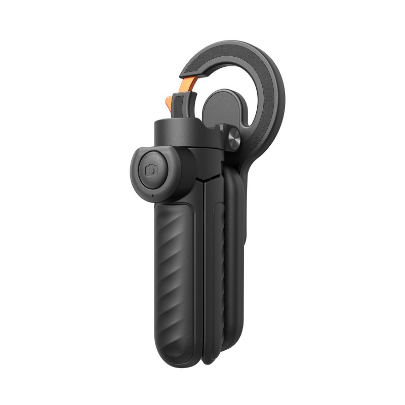 Telesin 4-in-1 magnetische selfiestick met karabijn - Zwart