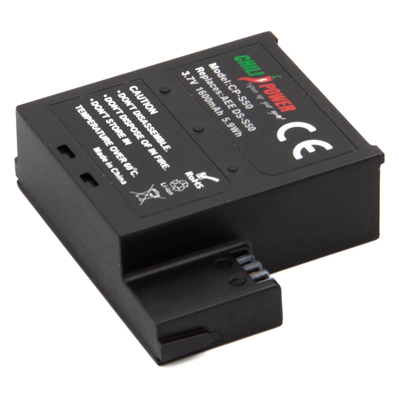 ChiliPower DS-S50 accu voor AEE camera - 1600mAh Li-ion batterij met overlaadbeveiliging
