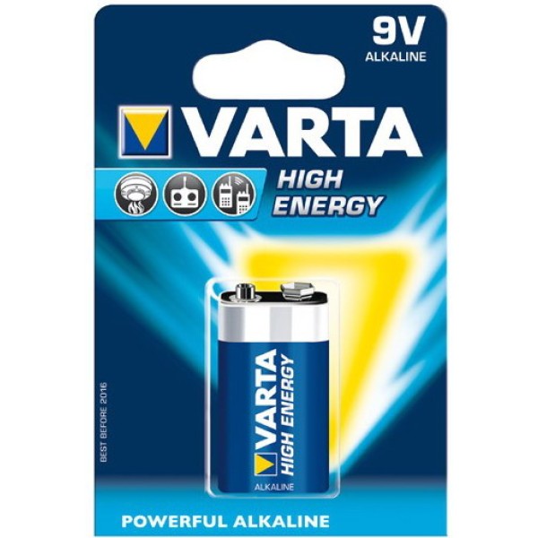 Varta High Energy 9V pile alcaline haute performance pour appareils énergivores