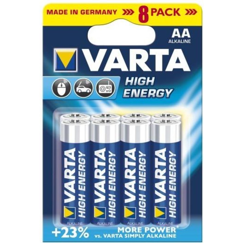 Set van 8 x AA Varta alkaline batterijen - LongLife Power