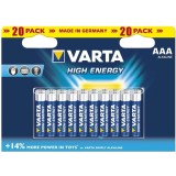 20 x piles AAA Varta alkaline LongLife Power - haute performance pour appareils gourmands en énergie