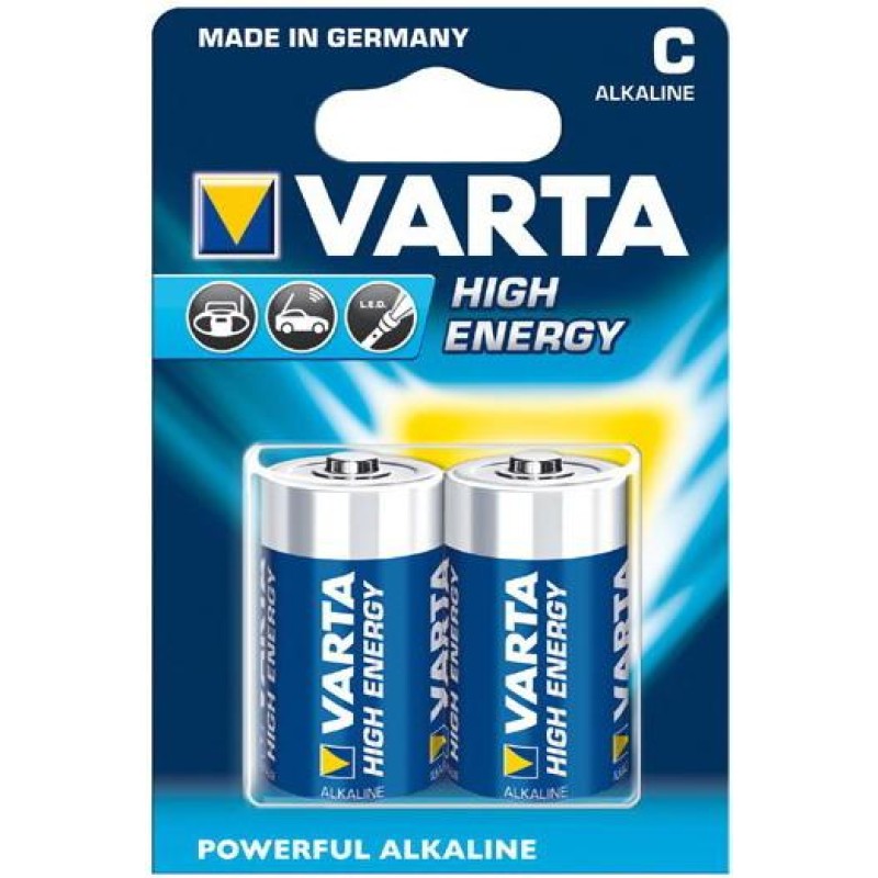 2 x Varta High Energy Alkaline Baby C batterijen
