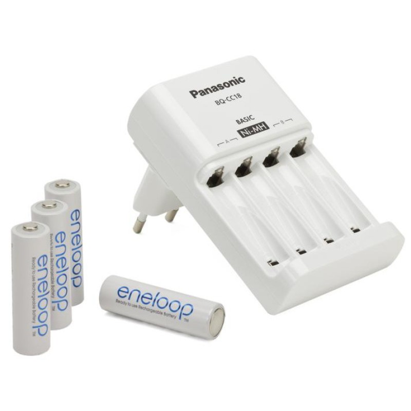 Panasonic oplader + 4 x Panasonic Eneloop AA batterijen