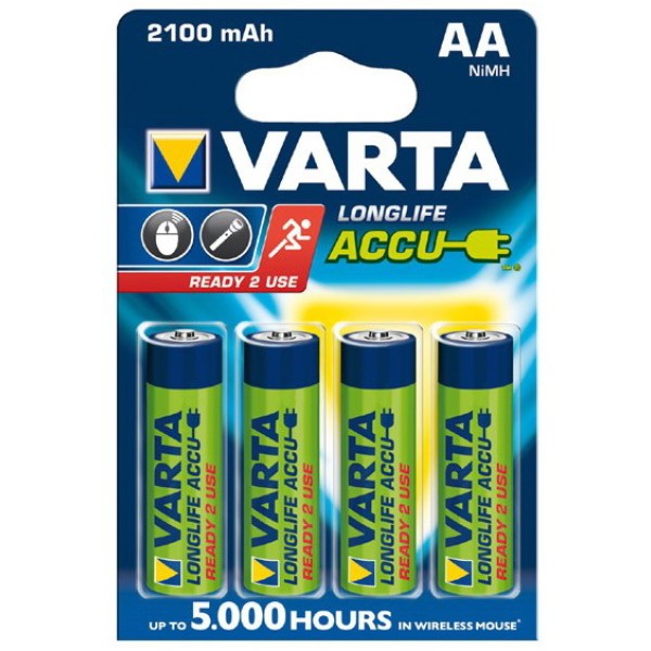4 x piles AA Varta Ready2use rechargeables - 2100mAh avec boîtier de protection