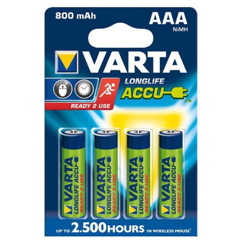 4 x AAA Varta Ready to use batterijen - 800mAh