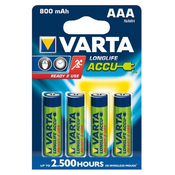 4 x piles AAA Varta Ready to Use rechargeables - 800mAh