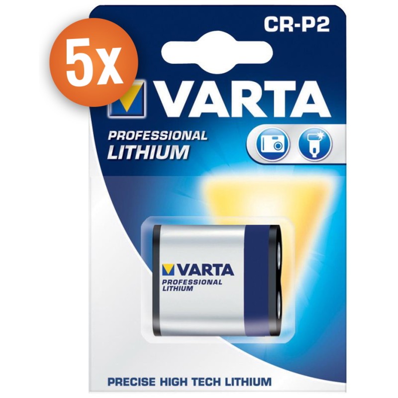 Voordeelpak van 5 x Varta Photo Lithium batterijen CR-P2