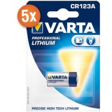 Pack de 5 piles lithium Varta Photo CR123A 3V 1480mAh pour appareils photo et lampes LED