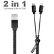 Jupio câble USB 2 en 1 avec micro-USB et Apple Lightning - design fermeture éclair - Image 2