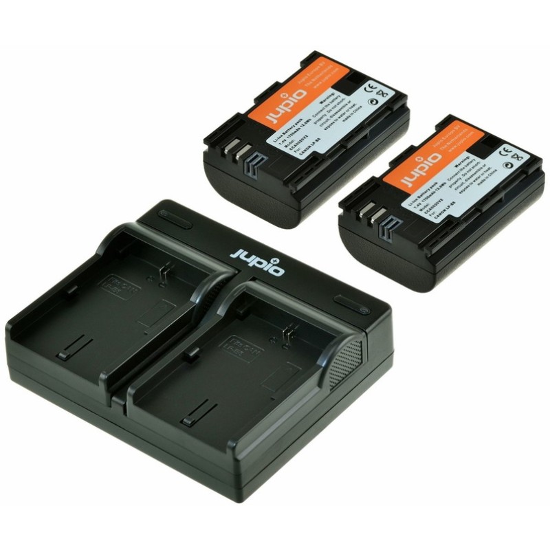 Jupio Kit 2 x camera-accu LP-E6 1700mAh + USB Dual lader