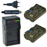 2 batteries BP-511A pour Canon avec chargeur et chargeur voiture - ChiliPower original
