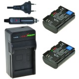 2 x batteries LP-E6N pour Canon - avec chargeur et chargeur de voiture - ChiliPower original