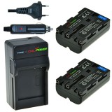 2 x batteries NP-FM500H pour Sony - avec chargeur et chargeur voiture - ChiliPower original