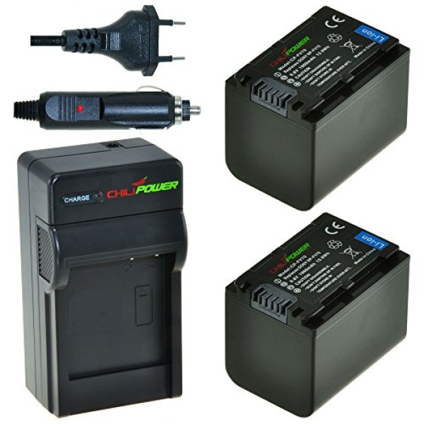 2 x batteries NP-FV70 pour Sony avec chargeur et chargeur voiture - ChiliPower original
