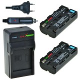2 x batteries NP-F550 pour Sony - chargeur et chargeur voiture inclus - Original ChiliPower