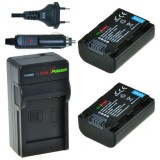 2 x batteries NP-FH50 pour Sony avec chargeur et chargeur voiture - ChiliPower original