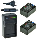 2 x batteries VW-VBT190 pour Panasonic avec chargeur et chargeur voiture ChiliPower