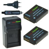 2 x batteries DMW-BCG10 pour Panasonic avec chargeur et chargeur voiture - ChiliPower original