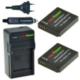 2 x batteries DMW-BCM13 pour Panasonic avec chargeur et adaptateur allume-cigare - ChiliPower Original
