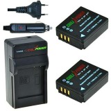 2 x batteries CGA-S007 pour Panasonic avec chargeur et chargeur voiture - ChiliPower Original