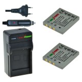 2 x batteries NP-40 pour Fujifilm avec chargeur et chargeur voiture ChiliPower