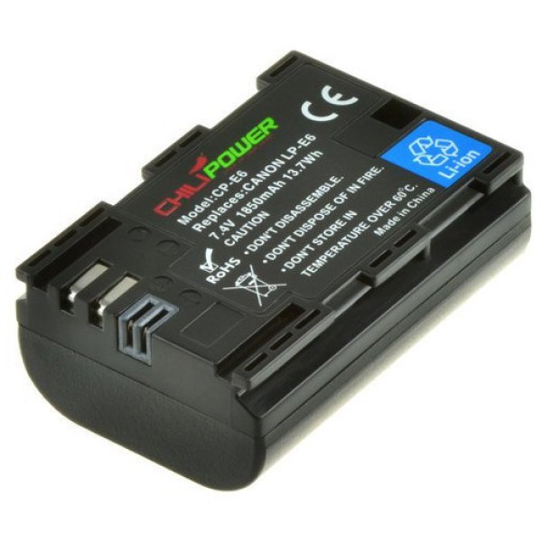 ChiliPower LP-E6 batterie pour Canon - 1850mAh avec étui de protection