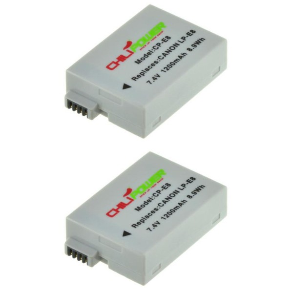 ChiliPower LP-E8 batterie pour Canon - 1300mAh - pack de 2