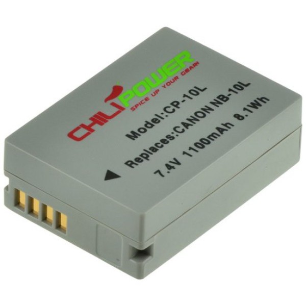 ChiliPower NB-10L batterie pour Canon - 1100mAh avec capuchon de protection