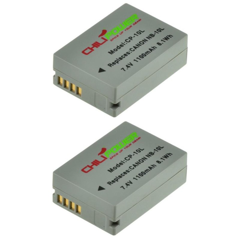ChiliPower NB-10L accu voor Canon - 1100mAh - 2-Pack