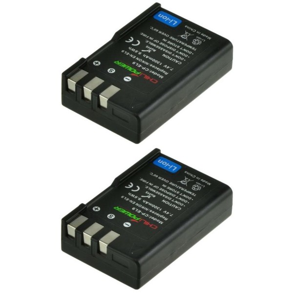 ChiliPower EN-EL9 batterie pour Nikon - 1300mAh - Pack de 2