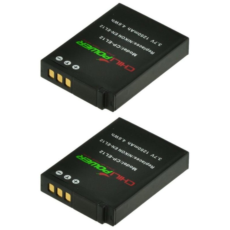 ChiliPower EN-EL12 accu voor Nikon - 1250mAh - 2-Pack