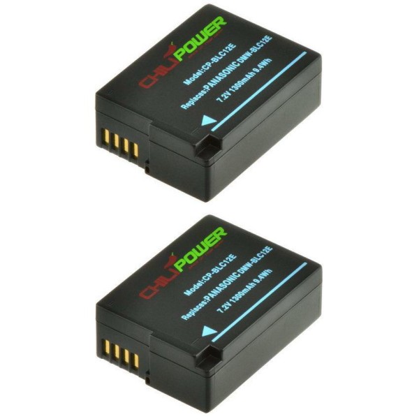 ChiliPower DMW-BLC12E batterie pour Panasonic - 1300mAh - Pack de 2