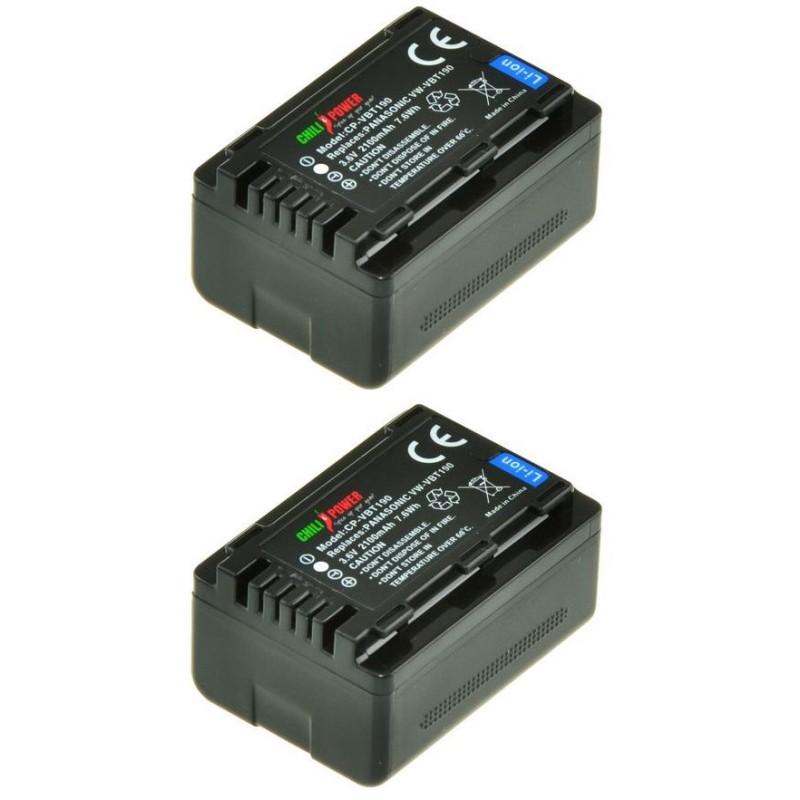 ChiliPower VW-VBT190 accu voor Panasonic - 2100mAh - 2-Pack