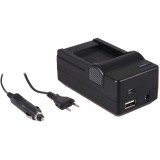 Chargeur de batterie 4-en-1 compatible avec Canon NB-11L - compact et léger - charge via secteur, voiture, USB et Powerbank
