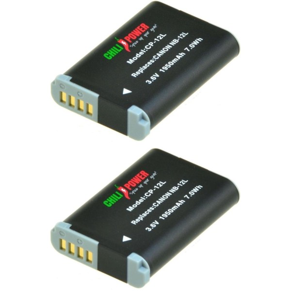 ChiliPower NB-12L batterie pour Canon - 1950mAh - Lot de 2