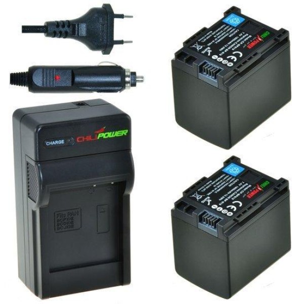 2 batteries BP-819 pour Canon avec chargeur et chargeur voiture - ChiliPower original