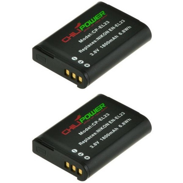 ChiliPower EN-EL23 batterie pour Nikon - 1800mAh - Pack de 2