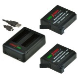 ChiliPower 2 x AHDBT-401 batteries pour GoPro Hero4 - avec chargeur USB duo