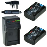 ChiliPower 2 x NP-FH50 batteries pour Sony - kit chargeur + chargeur voiture - version UK
