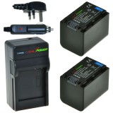 ChiliPower 2 x NP-FV70 batteries pour Sony - kit chargeur + chargeur voiture - version UK