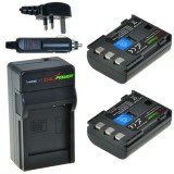 Kit Chargeur ChiliPower avec 2 Batteries NB-2LH pour Canon - 900mAh + Chargeur Auto - Version UK