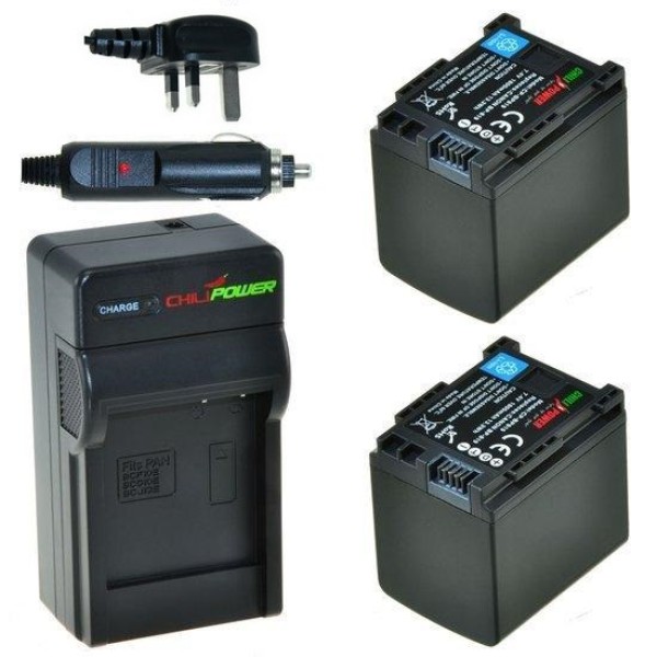 ChiliPower 2 x BP-819 batteries pour Canon - kit chargeur + chargeur voiture - version UK