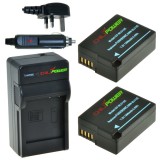 ChiliPower 2 x DMW-BLC12 batteries pour Panasonic - kit chargeur + chargeur voiture - version UK