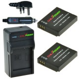 ChiliPower 2 x DMW-BCM13 batteries pour Panasonic - kit chargeur + chargeur voiture - version UK