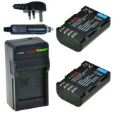 ChiliPower 2 x DMW-BLF19 batteries pour Panasonic - kit chargeur + chargeur voiture - version UK