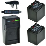 ChiliPower 2 x VW-VBN260 batteries pour Panasonic - kit chargeur + chargeur voiture - version UK