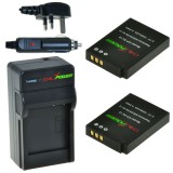 ChiliPower 2 x EN-EL12 batteries pour Nikon - kit chargeur + chargeur voiture - version UK